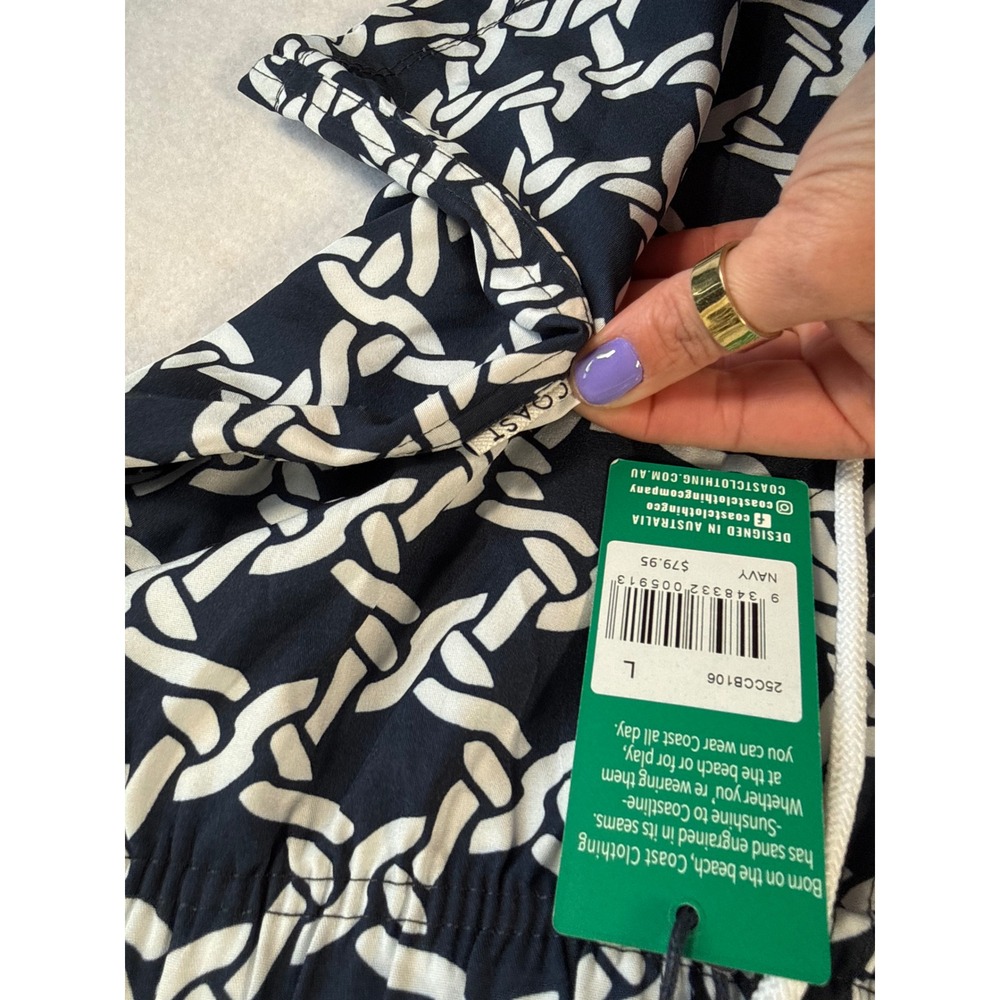 Coast Clothing Co Shorts swim trunks Men Large navy White Chain Link quick dry - Picture 8 of 11